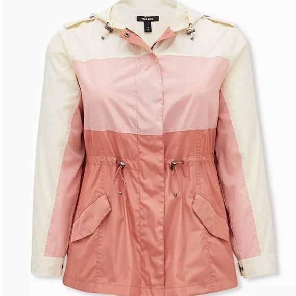 torrid Jackets & Blazers - Torrid Women's Pink/Cream Utility Jacket Size 2 Waterproof Rain